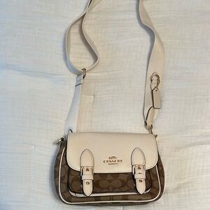 Coach Cream and Brown Crossbody Bag